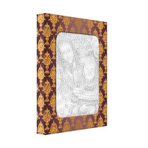 Damask Gold on Burgundy Shine Gallery Wrapped Canvas