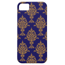 Damask Gold Royal Blue iPhone 5 Case