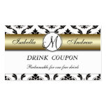 Damask Gold Wedding Free Drink Coupon Card Business Card Template