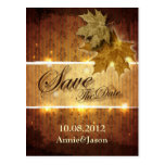 Damask Golden Leaves glamorous Fall Wedding Postcard
