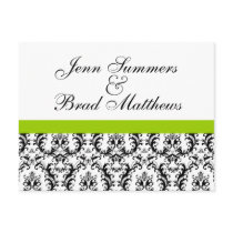 Damask Green Wedding Save the Date Postcards