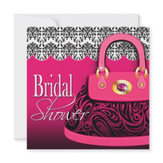 Damask Handbag Paisley Purse Bridal Shower invitation