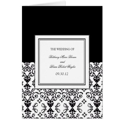 Damask Hearts Wedding Ceremony Programs Greeting Card