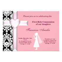 Damask Holy Communion invitations
