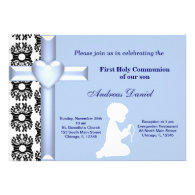 Damask Holy Communion Custom Invites
