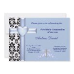 Damask Holy Communion Personalized Invitation