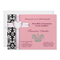 Damask Holy Communion Custom Invites