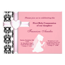 Damask Holy Communion invitations