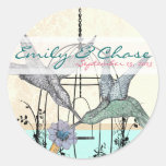 Damask Hummingbird  Birdcage Wedding Postage Sticker