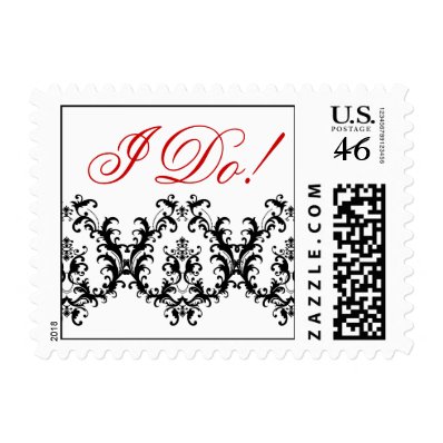 Damask I Do! Wedding Postage Stamps Black