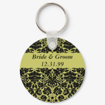 Damask In Black keychains