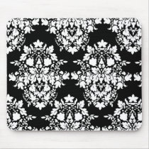 damask in Black & white mousepads
