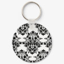 damask in White & Black keychains by catherinenoy damask in White & Black keychains