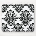 damask in White & black mousepads by catherinenoy damask in White & black mousepads