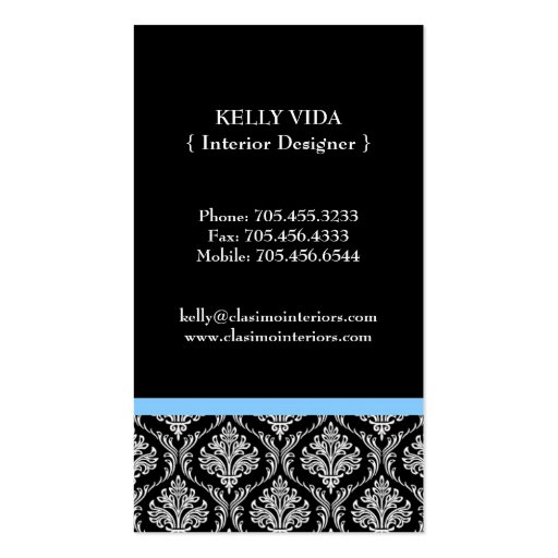 Damask Interior Designer Business Card (back side)