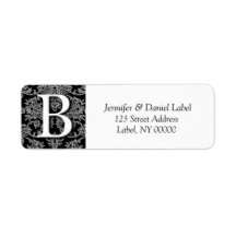 Damask Invitaiton Monogram Envelope Labels