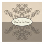 Damask Invitation Card - Tan & Brown
