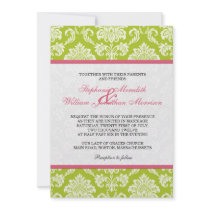 Damask Invitation in Pink and Green