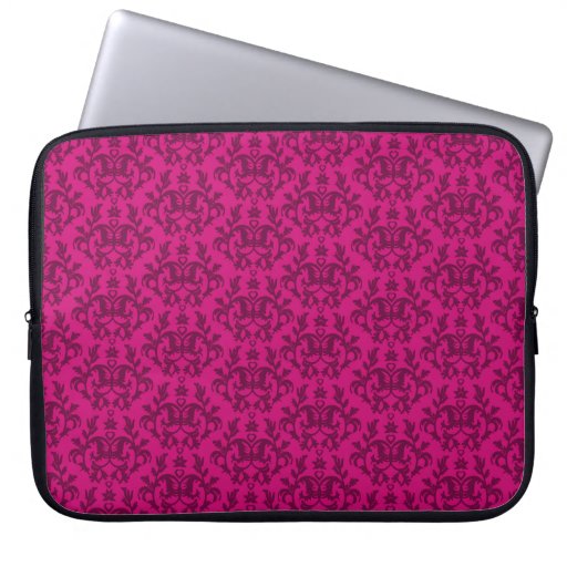Damask "Kangaroo Paw" dark pink laptop case Laptop Sleeves