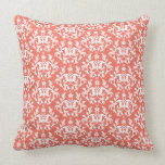 Damask "Kangaroo Paws" emberglow & cream pillow