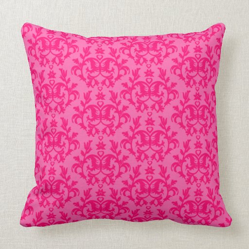 Damask "Kangaroo Paws" hot pink pillow