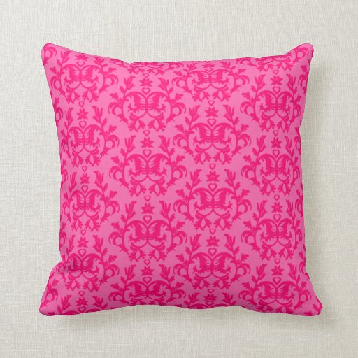 Damask "Kangaroo Paws" hot pink pillow Zazzle