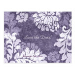 damask - lavender mist save the date announcement postcard