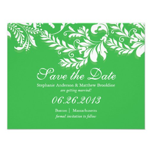 Damask Leaf Save the Date Wedding Announcement