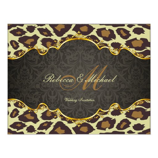 Damask  Leopard Wedding Invites