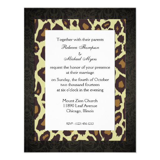 Damask  Leopard Wedding Invites