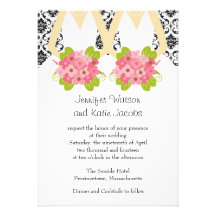 Damask Lesbian Wedding Invitation