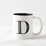 Damask Letter D - Black Coffee Mugs