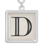 Damask Letter D - Black Necklaces