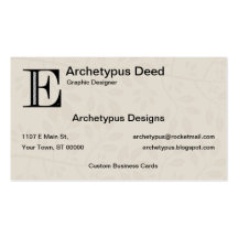 Damask Letter E - Black Business Card