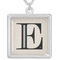 Damask Letter E - Black Pendant
