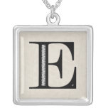 Damask Letter E - Black Pendant