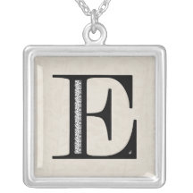 Damask Letter E - Black Pendant