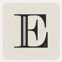 Damask Letter E - Black Stickers
