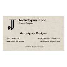 Damask Letter J - Black Business Card Template