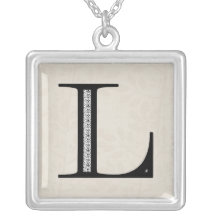 Damask Letter L - Black Pendants