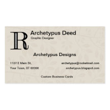 Damask Letter R - Black Business Card