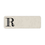 Damask Letter R - Black Return Address Label