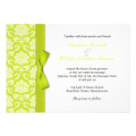 Damask Lime Bow Wedding Invitation