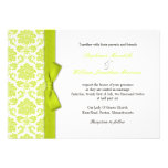 Damask Lime Bow Wedding Invitation