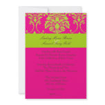 Damask/lime green/hot pink invitation