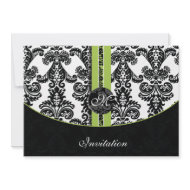 damask lime wedding invitation invitation