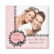 Damask Love Birds Photo Save The Date Magnet magnet
