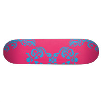 Damask  Magenta-Aqua Custom Skate Board