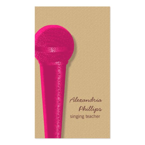 Damask Microphone Business Card, Hot Pink (front side)