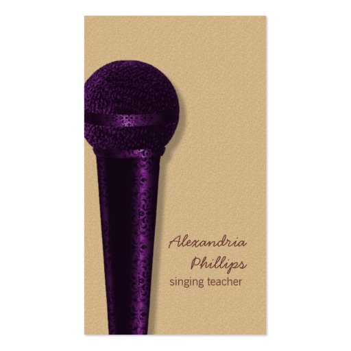 Damask Microphone Business Card, Purple